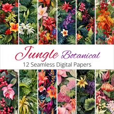 the jungle botanical digital paper collection is available for use in many different designs and colors