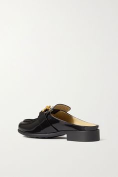 Black Monsieur Mocassin glossed-leather loafers | BOTTEGA VENETA | NET-A-PORTER Luxury Slip-on Mules For Work, Designer Workwear Mules With Leather Footbed, Designer Mules For Workwear With Leather Footbed, Designer Mules With Leather Footbed For Work, Designer Calf Leather Mules For Work, Luxury Slip-ons With Leather Sole For Work, Luxury Leather Sole Slip-ons For Work, Luxury Calf Leather Mules For Work, Luxury Formal Slip-ons With Flat Heel