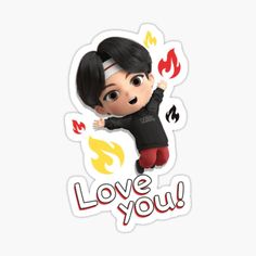 an image of a cartoon character with the words love you