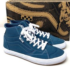 Vans The Lizzie Hi Sneakers Suede Canvas Teal Skate Shoes Men's Size Vn0a4bx1tea Brand New With Box. 100% Authentic! Sustainably Conscious Materials - The All-New Upper (The Quarter Panel, Tongue, And Lining) Is Made Using 100% Organic Renewable Cotton That Regrow As We Use Them. By Purchasing This Product, You Are Supporting Leather Working Group Certified Tanneries. Learn More At Leatherworkinggroup.Com. Universal Fit: This All-New Performance Fit Was Designed By Lizzie To Meet The Needs Of A Vans Blue, Nike Air Max Tn, Grunge Streetwear, Vans Sk8, Mens Vans, Skate Shoes, Vans Shoes, Leather Working, Mens Shoes Sneakers