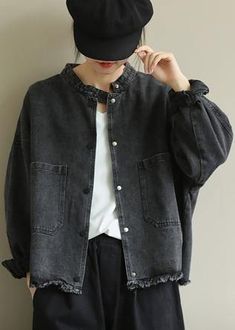 Chic denim black Plus Size clothes Work stand collar pockets outwears Materials used: cotton blendedMeasurement:One size fits all for this item. Please make sure your size doesn't exceed this size: 3XL/BUST-118cm length 59cm / 23.01"bust 118cm / 46.02"Waist 116cm / 45.24"Cuff 20cm / 7.8"hem 116cm / 45.24"We ship worldwide.Tracking numbers provided for all orders. Long Sleeve Dresses Fall, Black Plus Size, Fall Blouse, Plus Size Clothes, Denim Chic, Fall Hoodies, Nike Outfits, Stand Collar, Black Denim