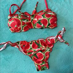 Brand New Watermelon Bikini Set Never Worn It’s From Brazil Size- P (Which Means Small) Strawberry Print Swimwear For Beach In Summer, Strawberry Print Swimwear For Summer Beach, Fitted Strawberry Print Swimwear For Poolside, Summer Strawberry Print Swimwear For Beach Season, Strawberry Print Swimwear For Beach Season Vacation, Fun Red Swimwear For Pool, Red Fun Swimwear For Pool, Fitted Strawberry Print Swimwear For Beach, Fitted Beach Swimwear With Strawberry Print