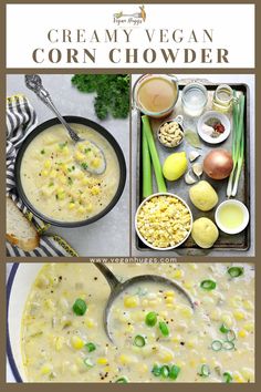 creamy vegan corn chowder recipe with green onions and eggs