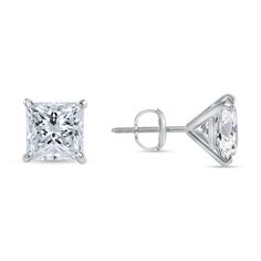 5.50 Carat Princess Cut Studs Screw Back Martini Earrings in Solid 14K White Gold These exquisite simulated diamond stud earrings are crafted out of solid 14k white gold and brilliant man-made diamonds. This design of stud earrings is one of the most desired and classy of all. The diamonds are set in a unique, secure, 4-prong martini style setting. The diamonds emit every shade of light that a natural diamond would emit. The radiance and fire of these created diamonds is equivalent if not superior to a natural diamond of a VVS1 Clarity, D Color, Excellent Cut. Brand --> Shine Brite With A Diamond Total Carat Weight (TCW) --> 5.50 Carat (2.75 Ct. (Approx. 8.75 mm) each) Metal --> Real, Genuine, Solid White Gold Metal Purity --> 14K (585) Gem Type --> Man-Made/Simulated Diamond Design --> St Martini Earrings, Princess Cut Earrings, Mens Earrings, Cut Earrings, Man Made Diamonds, Earrings Studs, Men Earrings, Diamond Stud, Diamond Design