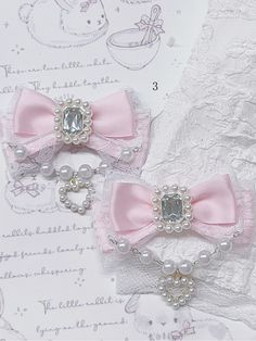 Add a touch of elegance to your hairstyle with our bow-shaped hair clips. These charming accessories are beautifully adorned with delicate lace or other decorative elements, making them the perfect addition to any outfit. Whether you're aiming for a cute and playful look or a more sophisticated style, these hair clips are versatile enough to complement any ensemble. Each purchase includes one pair of hair clips, ensuring you have a matching set to complete your look. Elevate your accessory game Cute Hair Pieces, Coquette Hair Clips, Cute Core Accessories, Cutecore Accessories, Cute Pink Accessories, Angelic Accessories, Jenna Core, Aesthetic Hair Clips, Coquette Accessories