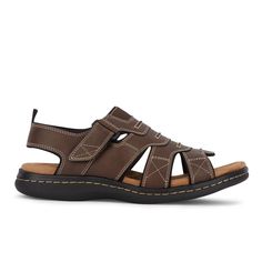 These sporty Dockers sandals are sure to be your new favorite weekend companions. Made with a more relaxed fit and memory foam insoles, they create a new level of personalized comfort. The distressed, man-made uppers and velcro straps give off truly laid-back casual vibes, while the durable rubber outsole means you can take on any terrain. Perfect for warm weather, weekends, and your favorite shorts - add these sandals to any day to reach ultimate relaxation. Size Tip: Size down a 1/2 size from Shoe Warehouse, Hiking Sandals, Outdoor Sandals, Open Toe Shoes, Shoe Carnival, Round Toe Heels, 4 Inch Heels, Velcro Straps, Mens Sandals