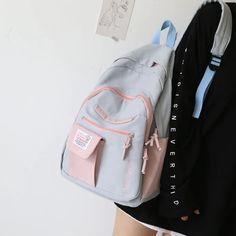 Harajuku Ulzzang Style Backpack School Backpack Chest Bag With Zipper Closure, Trendy Large Capacity Chest Bag For School, Backpack Chest Bag With Zipper For School, Chest Backpack With Zipper Closure For School, Harajuku Style School Backpack With Zipper, Harajuku Style School Backpack With Zipper Closure, Harajuku School Backpack With Zipper Closure, Trendy Backpack With Adjustable Strap For Students, Harajuku Style Student Backpack