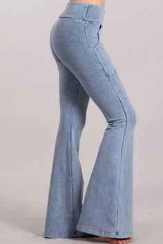 Pants - Jalynn's Closet Casual High Rise Pre-washed Bottoms, Trendy Medium Wash Cotton Flares, Casual Cotton Denim Blue Flares, Casual Denim Blue Cotton Flares, Denim Blue Cotton Flares For Fall, Soft-washed Medium Wash Denim Bottoms, Stonewashed Straight Leg Bottoms For Fall, Fall Stonewashed Straight Leg Bottoms, Casual Blue Stretch Flares