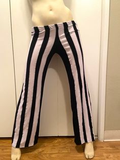 Womens Pants Steampunk Pants Gothic Striped Pants Black | Etsy Black Stretch Pants For Halloween, Black Punk Pants For Halloween, Edgy Stretch Pants For Halloween, Punk High-waisted Halloween Bottoms, Punk Style Bottoms For Halloween Cosplay, Punk Style Stretch Bottoms For Cosplay, Halloween Wide Leg Stretch Bottoms, Halloween Stretch Wide Leg Bottoms, High Waist Black Halloween Bottoms