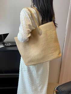 Bird in Bag - Large Beach Tote Shoulder Bag with Straw Accent Summer Style Sand-colored Shoulder Bag, Beige Tote Shoulder Bag For Vacation, Casual Beige Shoulder Bag For Vacation, Casual Beige Shoulder Bag For Beach Season, Casual Beige Bucket Bag For Beach Season, Trendy Beige Shoulder Bag For Vacation, Sand-colored Shoulder Bag For Summer Travel, Beachy Beige Shoulder Bag For Vacation, Beige Beachy Shoulder Bag For Vacation