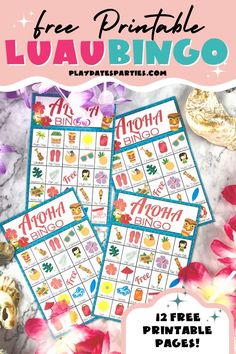 the free printable luauringo game is shown with flowers and candles on it