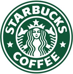 the starbucks logo is shown in green and white, as well as stars on it