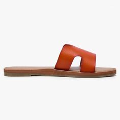 Nwt. Burnt Orange Brown Color Orange Slide Sandals For Beach, Orange Flat Summer Sandals, Orange Flat Sandals For Spring, Casual Orange Slide Sandals, Orange Open Toe Sandals For Vacation, Orange Casual Sandals For Vacation, Casual Orange Sandals For Vacation, Orange Slide Sandals For Summer, Summer Vacation Orange Sandals