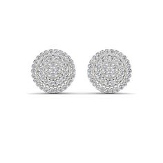 A classic look any woman will adore, these diamond earrings are a fabulous choice anytime. Made in 10k white gold, it features a cluster of diamonds at the center surrounded by a double frame of accent diamonds, while the post earrings secure with push backs. Size: one size.  Gender: female.  Age Group: adult. Formal Cluster Earrings, White Diamond Cluster Earrings For Formal Events, White Diamond Cluster Earrings For Formal Occasions, Cluster Halo Diamond Earrings For Anniversary, Diamond White Halo Design Cluster Earrings, White Cluster Diamond Earrings With Halo Design, White Cluster Diamond Earrings For Formal Occasions, White Gold Diamond Cluster Earrings, White Cluster Halo Diamond Earrings