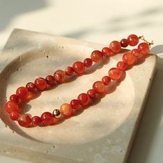 Natural Red Agate Beaded Necklace – floysun Elegant Amber Beaded Bracelet With Gemstones, Elegant Amber Beaded Bracelets With Natural Stones, Red Agate Beaded Necklaces With Round Beads, Elegant Red Coral Beaded Bracelets With Round Beads, Elegant Red Coral Beaded Bracelets, Elegant Orange Agate Necklace, Elegant Red Carnelian Beaded Bracelets, Elegant Agate Beaded Bracelets With Natural Stones, Elegant Beaded Agate Bracelets With Natural Stones