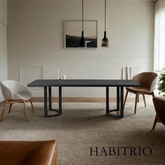 an elegant dining table with chairs around it