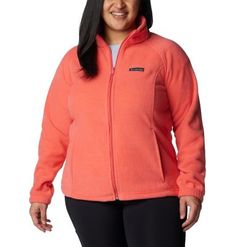 A Columbia classic. Crafted with cozy, plush fleece, zippered pockets, and a cold-blocking collar, it's an essential you can wear in cool weather or under a jacket for extra warmth. The Columbia Sportswear Women's Benton Springs Full Zip Fleece Jacket is perfect to layer on top or underneath other layers. This full zip jacket has a modern classic fit. The zippered hand pockets of this women's jacket keep small items secure. Stay in style with our classic fleece jacket! Adjustable hem with interi Columbia Fleece Jacket, Fleece Jacket Womens, Columbia Fleece, Plus Size Outerwear, Plus Size Coats, Womens Fleece, Columbia Sportswear, Sportswear Women, Stay Cozy