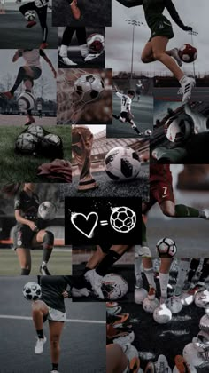 a collage of soccer players in different poses