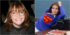 two women with glasses, one wearing a superman sweater and the other as a typewriter