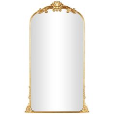 an ornate gold framed mirror on a white background