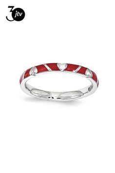 Red enamel rhodium over sterling silver heart band ring. Measures approximately 1/8'L x 1/8'W. Not Sizeable. Heart Band, Red And Silver, Sterling Silver Heart, Silver Heart, Band Ring, Christmas Outfit, Band Rings, Silver Ring, Silver Rings