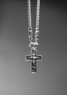 This stunning reflection of faith is what your collection has been missing. Crafted from sterling silver, this exquisite Orthodox cross necklace is the perfect way to honor your devotion. A gleaming reminder of faith and love, it will provide a timeless elegance for years to come. Size: 26"Metal: 925 Sterling SilverFinish: High PolishClosure: Lobster clasp 100% HANDMADE! Processing time 1-3 business days Luxury Engraved Cross Pendant Necklaces, Silver Cross Necklace With Sterling Clasp, Silver Crucifix Necklace With Polished Finish, Silver Cross Necklace With Sterling Silver Clasp, Luxury Engraved Cross Pendant Necklace, Elegant Cross Necklaces With Sterling Silver Clasp, Classic Engraved Crucifix Cross Necklace, Engraved White Gold Cross Necklace, Classic Polished Crucifix Cross Necklace