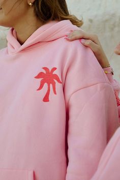 "Everything Comes in Waves" Hoodie in Pink – Pink Palm Puff Everything Comes In Waves, Puff Hoodie, Summer Hoodie, Preppy Stuff, Casual Preppy Outfits, Trendy Outfits For Teens, Crop Top Dress, Cute Preppy Outfits, Pink Collection