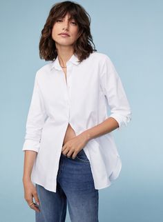 Description It’s no exaggeration to say that our wardrobe would feel naked without a classic cotton shirt! This is our take on a timeless Oxford style with a relaxed boyfriend fit. You don’t need us to tell you how to wear it - but right now we love it half-tucked into jeans or tailored pants with the deep cuffs rolled up. Crafted in organic cotton Unfitted Deep cuffs Shaped hem Sustainable Attributes: Made in Europe Natural fibres Organic Ethically made Vegan Details 100% Organic Cotton Delicat Oxford Style, Sustainable Farming, Vegan Fashion, Natural Fibres, Back Shoulder, Tailored Pants, Boyfriend Fit, Sustainable Clothing, Women's Shirts