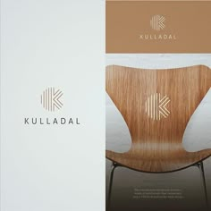 a wooden chair sitting next to a wall with the word kullada written on it