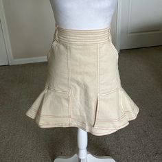 Nwt Anthropologie Pilcro Cream Jean Kick Flare Mini Skirt Size 16.Nice Study Material, Flirty. Can Pair With Anything And Can Use In Any Season. Add Boots, Wedges, Heels. Can Dress It Up Or Down. Fitted Cotton Denim Mini Skirt, Fitted Beige Tiered Skirt, Fitted Cotton Cargo Mini Skirt, Fitted Cotton Mini Cargo Skirt, Fitted Mini Cargo Skirt For Summer, Fitted Beige Mini Skirt With Pockets, Fitted Beige Cargo Skirt, Casual Style, Spring High Waist Lined Cargo Skirt, Spring High Waist Cargo Skirt