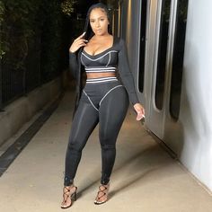 Product Name V-neck Stripe Long Sleeve Crop Top Tight Sport Suit PN-6616 Item NO. PN-6616 Weight 0.47 kg = 1.0362 lb = 16.5788 oz Category Two Pieces Two-piece Pants Set Creation Time 2020-10-07 Brown Two Piece, Striped Two Piece, Long Sleeve And Shorts, Two Piece Pants Set, Casual Suit, Orange Fashion, Casual Sets, Brown Fashion, Two Piece Outfit