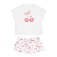 We are loving our latest pink bow coquette pajama set! These cute balletcore pajamas are so great as gifts or everyday! They would even be great for bridesmaids or a bachelorette party! D E T A I L S * Material: 95% polyester, 5% spandex * Relaxed fit S I Z I N G * Sizing runs true to size * Please see size guide in last listing photo for all measurements and information S H I P P I N G * T I M E S * Our items are individually made with love for each of our buyers. Processing time is 2-5 busines Cheap Disney Sleepwear For Pajama Party, Cheap Ruffled Sleepwear For Sleepover, Cheap Coquette Sleep Intimates, Cheap Pink Cotton Sleepwear, Cheap Pink Summer Sleepwear, Cheap Pink Sleepwear, Cheap Pink Women's Sleepwear, Cheap Pink Floral Print Sleepwear, Cheap White Sleepwear With Graphic Print