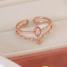 📌 Please Note: When adjusting the ring, please squeeze or expand the ring body slowly and gently. 💎 Materials: 14k Rose Gold Electroplated - more durable than regular platings Cubic Zirconia 📐 Size: Adjustable Open Design - Size 6+ Tiara Ring, Open Design, Diamond Crystal, Quince, Artisan Jewelry, Promise Rings, Ring Necklace, Pretty Things, Blue Topaz