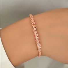 Brand New Women's Rose Gold & Diamond Tennis Bracelet 18k Pink Rose Gold Plated Sterling Silver Genuine 2ct Lab Created Diamonds Adjustable Band To Fit Any Size Women's Wrist Retail Price $300 Buy With Confidence From A Trusted Seller With A 99%+ Feedback Rating! A0213 (Id-1102) Rose Gold Cubic Zirconia Tennis Bracelet Gift, Luxury Rose Gold Diamond Bracelet With Sparkling Stones, Rose Gold Diamond Bracelet With Sparkling Stones, Rose Gold Cubic Zirconia Jubilee Bracelet, Rose Gold Jubilee Bracelet With Cubic Zirconia, Luxury Pink Tennis Bracelet Gift, Dainty Rose Gold Tennis Bracelet, Rose Gold Bangle Tennis Bracelet For Anniversary, Rose Gold Cubic Zirconia Tennis Bracelet For Party