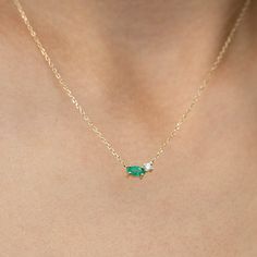 A marquise emerald and diamond necklace in 14K solid gold in cluster set. An elegant necklace for women with natural gemstones and a great idea for a birthday gift for her, as emerald is the May birthstone.   D E T A I L S ● Metal: 14K solid gold, 14K white gold or 14K rose gold ● Gemstones: Emerald, marquise cut, Diamond, brilliant cut ● Gemstones Weight: Emerald 0.13 ct, Diamond 0.03 ct ● Length: 40 cm H O W ∙ T O ∙ O R D E R Choose from the drop-down menu the available options (Metal) and lea Collaring Ceremony, Emerald Necklace Gold, Emerald Diamond Necklace, Delicate Diamond Necklace, Emerald And Diamond Necklace, Bridal Necklaces, Handmade Gold Necklace, Gold Amethyst Ring, Minimalist Jewellery