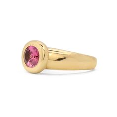 Get ready to dazzle with our fabulous Oval Gemstone 18K Gumball Gypsy Ring! This stunning piece is all about mixing timeless elegance with a splash of fun. Made from luxurious 18K gold, the band gleams with a rich, lustrous finish that's built to last and designed to impress.The gumball gypsy setting brings a playful twist to this ring, combining vintage charm with a modern vibe. It's like a treasure from a bygone era, reimagined for today's style icons. At its heart, a breathtaking oval gemston Classic Domed Yellow Gold Sapphire Ring, Classic Yellow Gold Domed Sapphire Ring, Yellow Gold Domed Sapphire Ring, Yellow Gold Domed Gemstone Ring, Gold Sapphire Ring With Smooth Bezel, Luxury Yellow Gold Sapphire Ring, Ruby Ring In Yellow Gold With Bezel Setting, Yellow Gold Ruby Ring With Bezel Setting, Yellow Gold Dome Ring With Gemstone