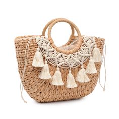 Welcome Kairi, a chic tote bag made of natural woven straw, perfect for any occasion. Its drawstring closure and 4.5" handle drop make it both secure and easy to carry. We can’t get enough of its exterior details: a beautiful woven straw all-over with matching straw handles and woven string design! You don’t even have to worry about what to do with your valuables; the fabric lined interior features one slip pocket for easy access—whatever you need, keeps it safe. Wherever you go, take Kairi – th Luxury Bohemian Straw Bag, Rectangular Shape, Cheap Trendy Straw Bag With Detachable Strap, Luxury Intrecciato Weave Straw Bag, Festival Shop, Exterior Details, Wicker Bags, Straw Handbags, Rattan Bag, Functional Fashion