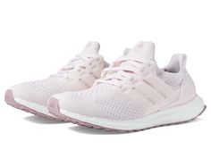 adidas Running Ultraboost 5.0 Alphaskin - Women's Shoes : Almost Pink/Almost Pink/Magic Mauve : Go the extra mile on your next run in the adidas Running Ultraboost 5.0 Alphaskin sneakers. Traditional lace-up closure offers a secure fit. Classic round toe silhouette. BOOST midsole provides instant comfort and energy return with each step to keep you going strong. Padded tongue and collar for added support. Textile and synthetic upper. Textile lining. Removable textile insole. Synthetic outsole. I Lace-up Sneakers With Boost Midsole For Light Exercise, Adidas Low-top Athleisure Running Shoes, Athleisure Running Sneakers With Boost Midsole, Pink Athleisure Running Shoes With Elastic Laces, Athleisure Lace-up Running Shoes For Light Exercise, Running Shoes With Boost Midsole For Light Exercise, Lace-up Athleisure Running Shoes, Athletic Fit Sneakers With Boost Midsole For Light Exercise, Sporty Running Shoes With Boost Midsole For Light Exercise