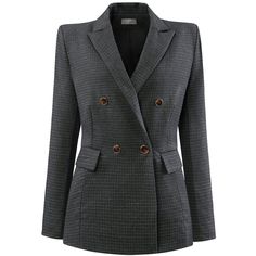 Keep your look casual and elegant in this blazer from Hobemty, featuring plaid fabric, long sleeve, lapel collar, fully lined, double-breasted, with flap pockets. Pair with jeans or wide-leg pants and heels for a casual or chic office look. Focused on Ladies' Semi-Formal Wear - This blazer can be a perfect addition to almost any outfit from formal to daily wear, great for work, meetings, office, businesses, work, casual, daily dressing, etc. Plaid Long Sleeve Blazer With Welt Pockets, Long Sleeve Plaid Blazer With Welt Pockets, Elegant Plaid Blazer With Pockets, Elegant Office Outerwear With Houndstooth Pattern, Double-breasted Houndstooth Blazer For Office, Elegant Blazer With Houndstooth Pattern, Elegant Long Sleeve Blazer With Houndstooth Pattern, Elegant Houndstooth Pattern Blazer, Elegant Long Sleeve Houndstooth Blazer