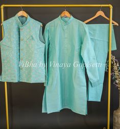 Aqua Color Kurta And Bottom With Thread Embroidered Vest Gift Card Exchange, Aqua Color, Kids Pants, Blouse Dress, Kids' Dresses, Thread, Wardrobe, Color