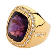 Huge natural Amethyst 14k yellow gold men's ring  Commanding admiration whenever you go is as easy as ever with this Huge Amethyst Yellow Gold Men's Ring. Made impressive from luxurious materials, this piece looks more expensive than it really is. You can afford this embodiment of grandeur courtesy of Bikerringshop.  Forget about gold rings with four digits on the price tag. This piece looks exactly like gold jewelry but its price is on the lower side. The secret is affordable yet noble silver i Bishop Ring, Mens Signet Ring, Yellow Gold Mens Rings, Purple Ring, 21 Grams, Thick Ring, Purple Rings, Signet Ring Men, Magical Jewelry