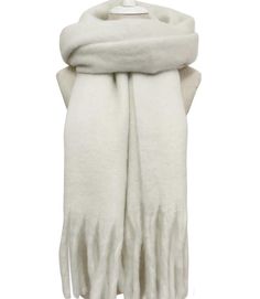 Cosy Plain Blanket Tassel Scarf     Size: 45cm x 195cm (Approximately)     Material: 100% Acrylic     Cosy thick blanket scarf      Colour: Off White Cozy White Winter Scarves, Cream Winter Scarf One Size, Cream One-size Winter Scarves, Cream One-size Scarves For Winter, Cream One Size Scarves For Winter, White Scarf For Cold Weather In Fall, Cozy White Scarves One Size, White One-size Winter Shawl, Cozy White Scarves