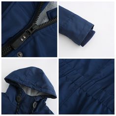 Navy Blue Plush Warm Hooded Parka Coat Blue Winter Windbreaker With Pockets, Navy Hooded Windbreaker For Winter, Blue Windproof Outerwear For Fall, Blue Hooded Jacket For Winter, Casual Blue Windproof Outerwear, Casual Blue Outerwear With Adjustable Hood, Blue Windproof Hooded Jacket For Winter, Blue Hooded Outdoor Outerwear, Blue Winter Windbreaker With Drawstring Hood