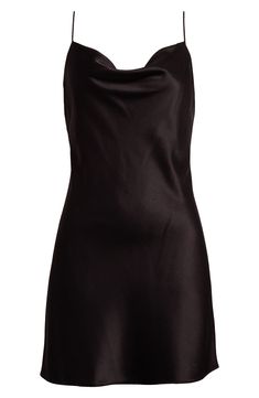 Lustrous satin enriches this mini slipdress featuring a subtle cowl neck and slender straps. 35" length (size 8) Cowl neck Spaghetti straps Lined 75% triacetate, 25% polyester Dry clean Imported Sleek Fitted Slip Dress With Cowl Neck, Sleek Cowl Neck Slip Dress For Parties, Sleek Fitted Cowl Neck Slip Dress, Chic Slip Dress With Satin Finish And Cowl Back, Sleek Slip Dress With Cowl Neck For Evening, Formal Satin Slip Dress With Cowl Neck, Formal Sleek Slip Dress With Cowl Back, Sleek Satin Dress With Cowl Back, Chic Cowl Neck Slip Dress For Formal Events