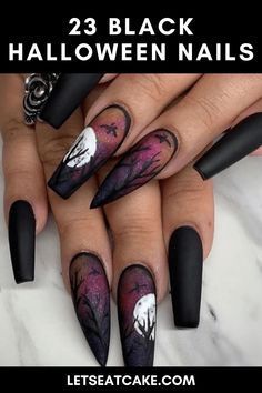 Trendy Halloween Nails, Nail Ideas Black, Halloween Nails Ideas, Black Halloween Nails, Emerald Nails, Halloween Manicure, Nail Art Simple, Cute Halloween Nails, Nails Chrome