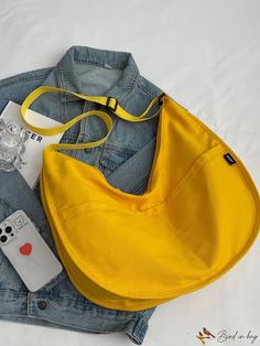 BirdinBag - Stylish, Lightweight Canvas Bag with Ample Space Yellow Shoulder Bag With Double Handle, Casual Backpack With Single Shoulder Strap, Casual Yellow Crossbody Bag, Casual Single Strap Backpack, Trendy Yellow Backpack Bag, Yellow Large Capacity Satchel Canvas Bag, Yellow Large Capacity Satchel Bag, Large Capacity Yellow Satchel Bag, Yellow Canvas Shoulder Bag With Adjustable Strap