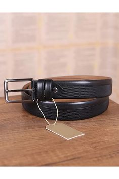 "Buy Good Belt For Men Suit Black Calf Skin Genuine Leather Textured Dress Belt For Trousers With Silver Buckle 3.5 Cm ----- BELT SIZE: Choose from drop down menu above BELT width: 1 3/8\" | 3.5 cm LEATHER: Genuine leather COLOR: Black BUCKLE: Silver color CONDITION: New ----- ALL BELTS ARE MEASURED FROM THE LEATHER PART'S END TO THE MIDDLE HOLE. Usually choose belt two sizes larger than regular jeans size. For example, if you wear jeans in size 34\", then belt size 38\" would fit well.  PAYMENT Good Belt, Black Belt For Office Wear, Fitted Black Belt For Office, Classic Black Belt For Business Casual, Black Belt For Workwear, Fitted Black Belt For Workwear, Elegant Black Belt For Work, Luxury Fitted Black Belt, Elegant Fitted Belt For Business Casual