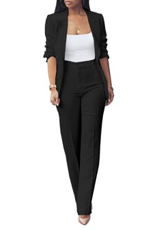 PRICES MAY VARY. 🔥Material - Womens 2 piece business outfits dressy pants suit is made of super soft and high quality fabric,breathable,lightweight but not too thin,no stretchy,skin-friendly and comfy to wear,suitable for all season 🔥Features - This elegant 2 piece blazer pants suits for womens featuring with classic turn down collar,long sleeve,one single button blazer jacket,loose fit and relaxed,high waist,straight leg pants,solid color,simple and fashion style,unique design for every age g Dressy Pant Suits, Cute Professional Outfits, Fashion Styling Tips, How To Look Expensive, Corporate Baddie, Casual Outfits For Work, Outfits Dressy, Professional Outfits Women, Stylish Work Attire