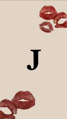 the letter j is made up of red lips and lipstick on top of each other