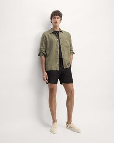 The 7" Linen Trouser Short Dad Bod, Mens Linen, New Closet, Linen Trousers, Welt Pocket, Welt Pockets, Front Zipper, Trousers, Relaxed Fit